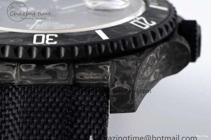 MiroTime 0210 AllSeason Submariner DIW Carbon VSF 1:1 Best Edition Black White Dial on Black Nylon Strap VS 2165